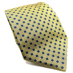 Brooks Brotherss 100% Silk Men's Necktie 62.5"‎ LONG gold navy blue geometric